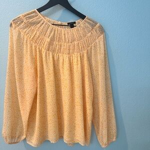 Ann Taylor Yellow Printed Peasant Blouse